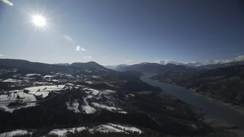 Lac de Serre-Poncon  in the middle of the Alps Mountains, France Video stock 103318177