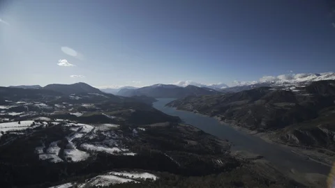 Lac de Serre-Poncon  in the middle of the Alps Mountains, France Stock Footage 103318222