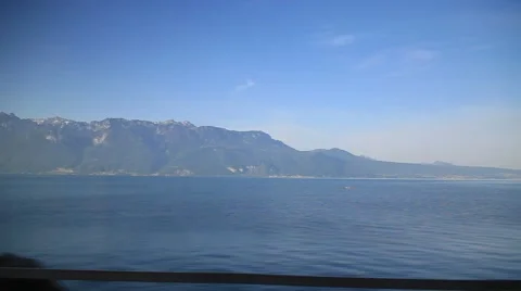 Lac Leman From train window in Switzerland Stock Footage 51663679