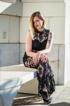 Lace and peep toe elegance. Stock Photos