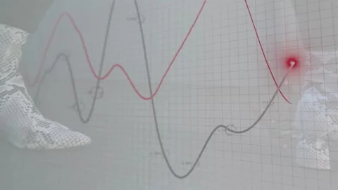 Lace boot entering left, crossing graph, shifting red node, showing circled Stock Footage 334728920