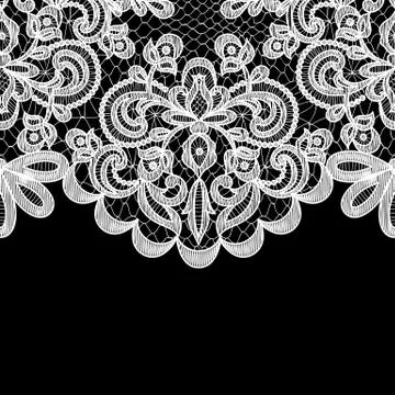 Lace border on black background Stock Illustration