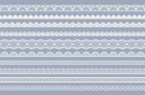 Lace border. Vintage white frame. Wedding pattern stripe or lacy tape. Lacework Stock Illustration