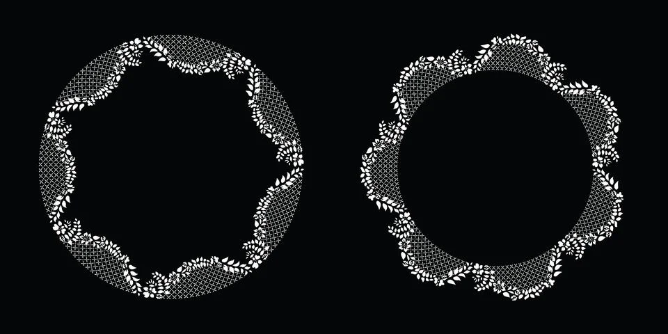 Lace circle template border Stock Illustration