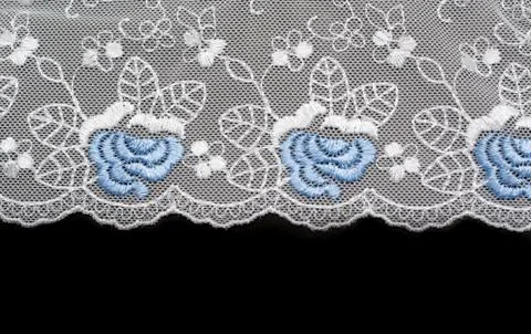 Lace decorated by pattern and decorative rose Foto stock