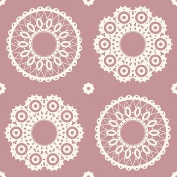 Lace doily round frames seamless pattern Stock Illustration