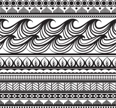 Lace ethnic funny pattern with waves Stock Illustration