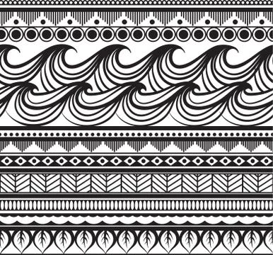 Lace ethnic funny pattern with waves Stock Illustration