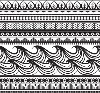 Lace ethnic funny pattern with waves Stock Illustration