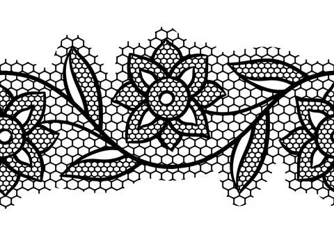 Lace floral pattern. Seamless border with flowers and leaves. Embroidery Illustrazione stock