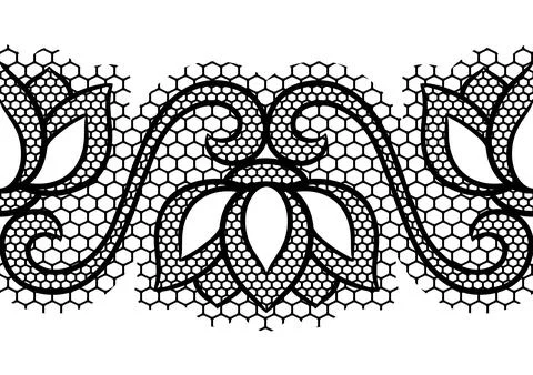 Lace floral pattern. Seamless border with flowers and leaves. Embroidery 스톡 일러스트