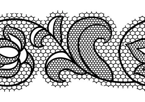 Lace floral pattern. Seamless border with flowers and leaves. Embroidery Stock Illustration