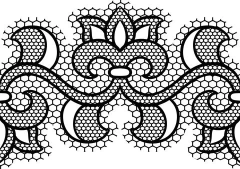 Lace floral pattern. Seamless border with flowers and leaves. Embroidery Stock Illustration