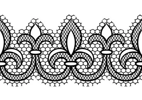 Lace floral pattern. Seamless border with flowers and leaves. Embroidery Stock Illustration
