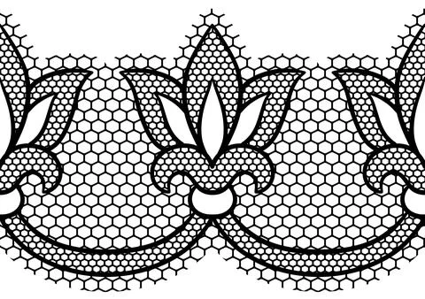 Lace floral pattern. Seamless border with flowers and leaves. Embroidery イラスト素材