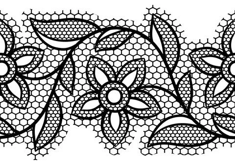 Lace floral pattern. Seamless border with flowers and leaves. Embroidery Illustrazione stock