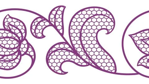 Lace floral pattern. Seamless border with flowers and leaves. Embroidery Stock Illustration