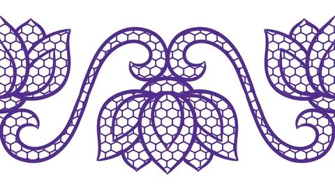 Lace floral pattern. Seamless border with flowers and leaves. Embroidery Stock Illustration