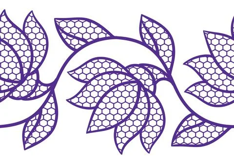 Lace floral pattern. Seamless border with flowers and leaves. Embroidery 스톡 일러스트