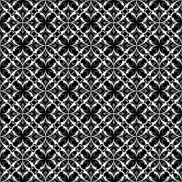 Lace floral seamless pattern. Vector black and white lacy backgr Illustrazione stock
