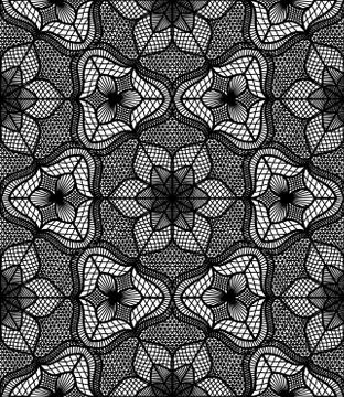 Lace Flower Pattern Black White Stock Illustration