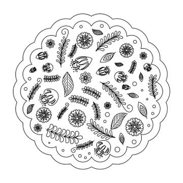 Lace with flowers and leafs pattern vector illustration Stock Illustration