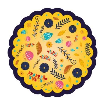 Lace with flowers and leafs pattern vector illustration Stock Illustration