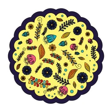 Lace with flowers and leafs pattern vector illustration Stock Illustration