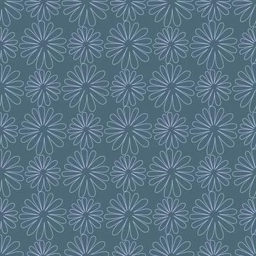 Lace flowers. Seamless vector pattern. Endless floral print. blue background. Stock Illustration
