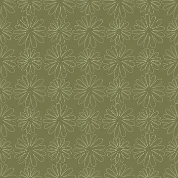 Lace flowers. Seamless vector pattern. Endless floral print. Green background Stock Illustration