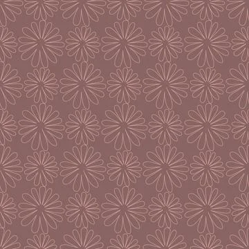 Lace flowers. Seamless vector pattern. Endless floral print. Brown backgroud. Stock Illustration