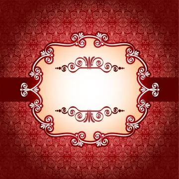 Lace frame and design elements on seamless retro background. Vintage frame on Stock Illustration