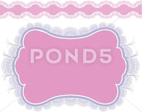 Lace frame design for card. vintage doily isolated on white background Stock Illustration