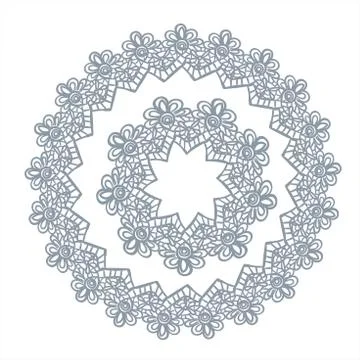 Lace frame vector decorative design element background hand drawn circle Stock Illustration