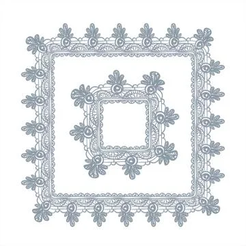 Lace frame vector decorative design element background hand drawn square Stock Illustration