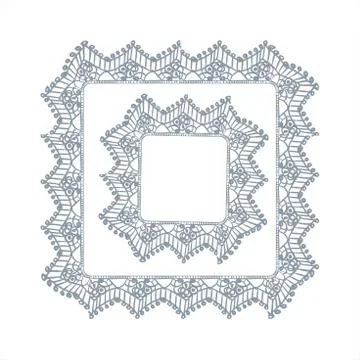 Lace frame vector decorative design element background hand drawn square Stock Illustration