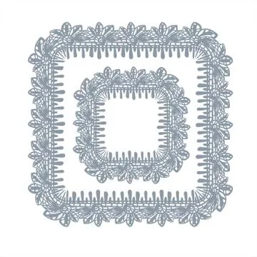 Lace frame vector decorative design element background hand drawn square Stock Illustration