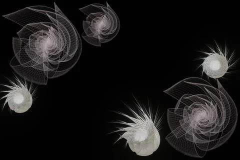 Lace horizontal seamless openwork roses. White lacy mesh on a black backgroun Stock Illustration