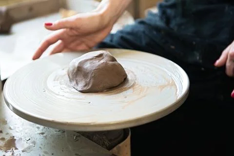 A lace maker and ceramicist create artwork Stock Photos