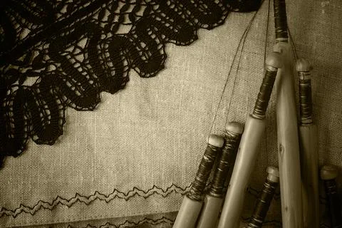 Lace-making process Stock Photos