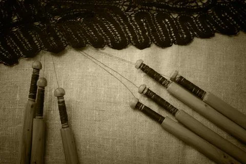 Lace-making process Stock Photos