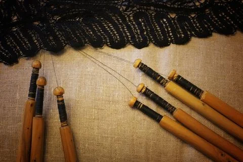 Lace-making process Stock Photos