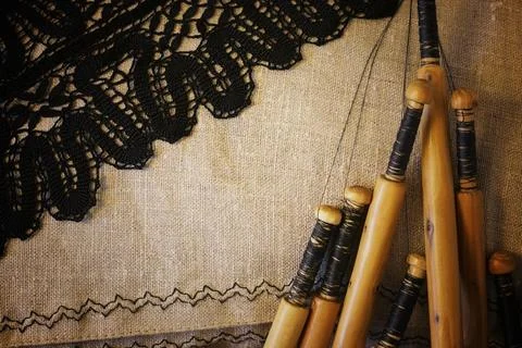 Lace-making process Stock Photos