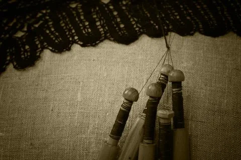 Lace-making process Stock Photos