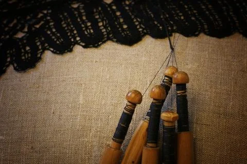 Lace-making process Stock Photos