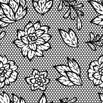 Lace pattern with flowers. Embroidery handmade decoration. Stockillustratie