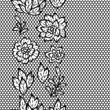 Lace pattern with flowers. Embroidery handmade decoration. Stockillustratie