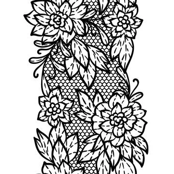 Lace pattern with flowers. Embroidery handmade decoration. Stockillustratie