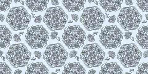 Lace pattern. Mandala pattern. Lace seamless pattern. Knitted napkin. Retro p Illustrazione stock