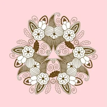 Lace pattern with  paisley floral elements Stock Illustration